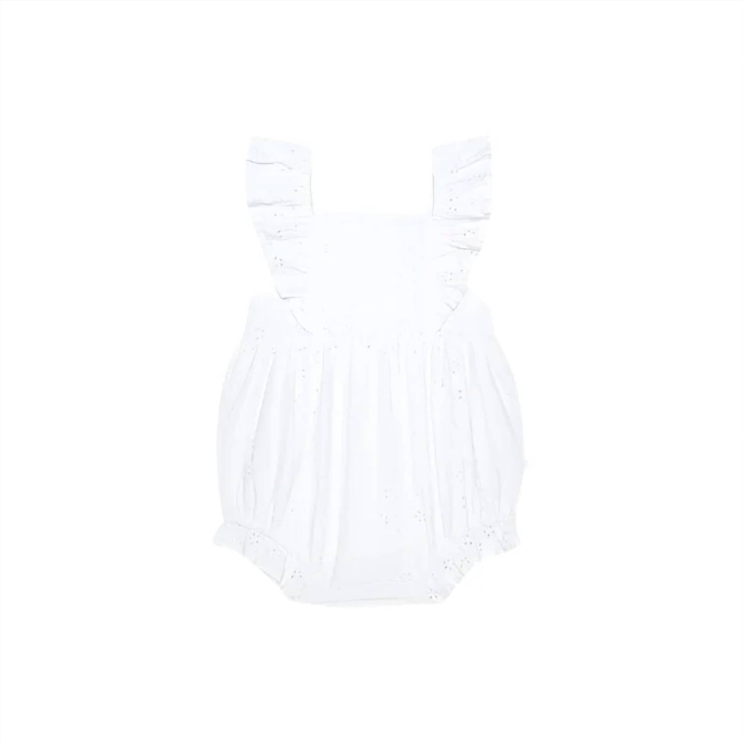 Posh Peanut - Girls Eyelet Ruffled Bubble Romper
