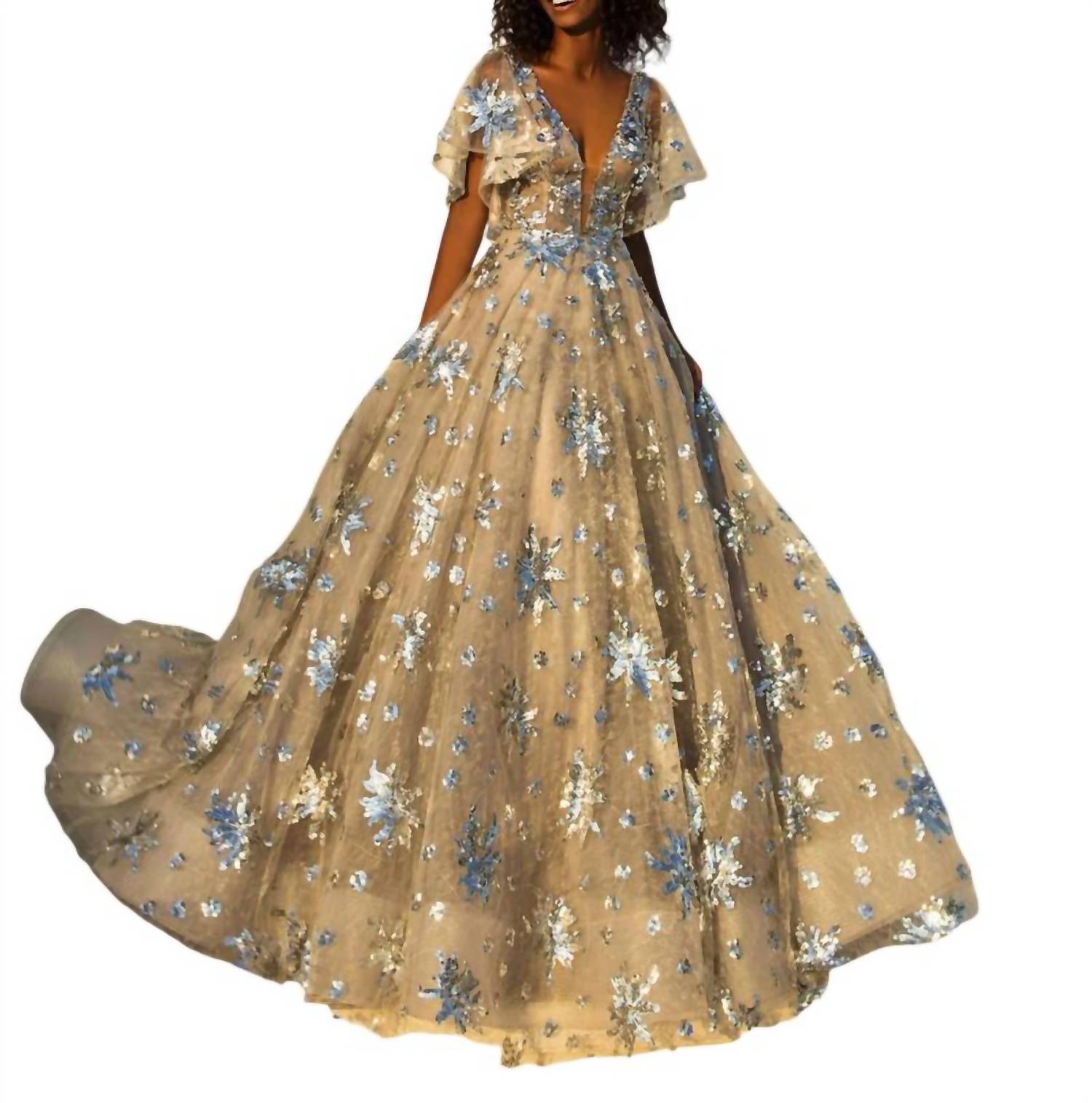 Tarik Ediz Evening Dress in silver 1 - women's dress