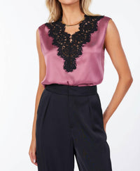 Bishop + Young - LACE DETAIL SATIN TOP