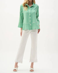 Joseph Ribkoff - Woven Striped Button Down Straight Jacket