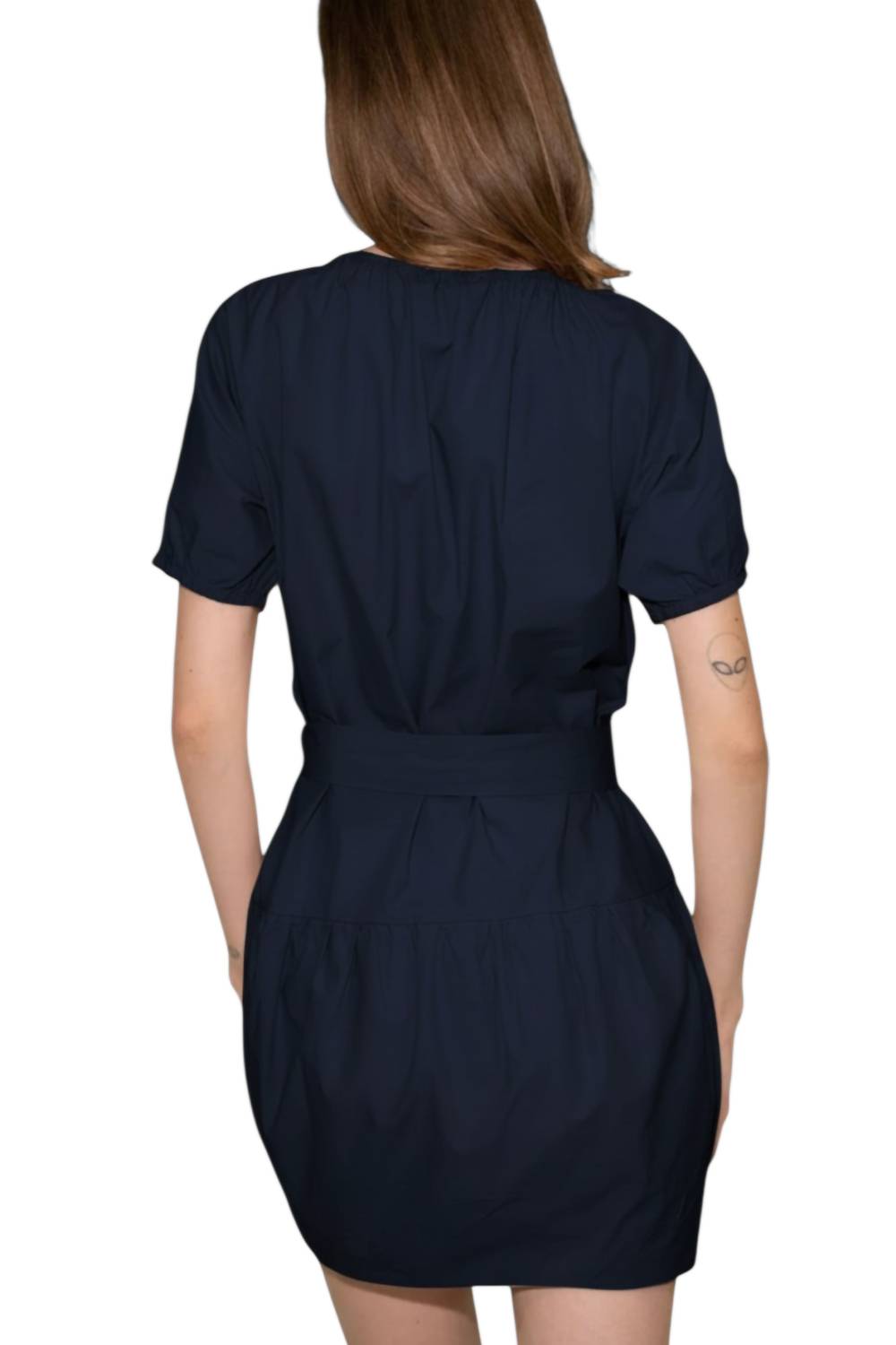 STARKx Adri Cotton Poplin Mini Dress in marine navy - women's dress - alternate view