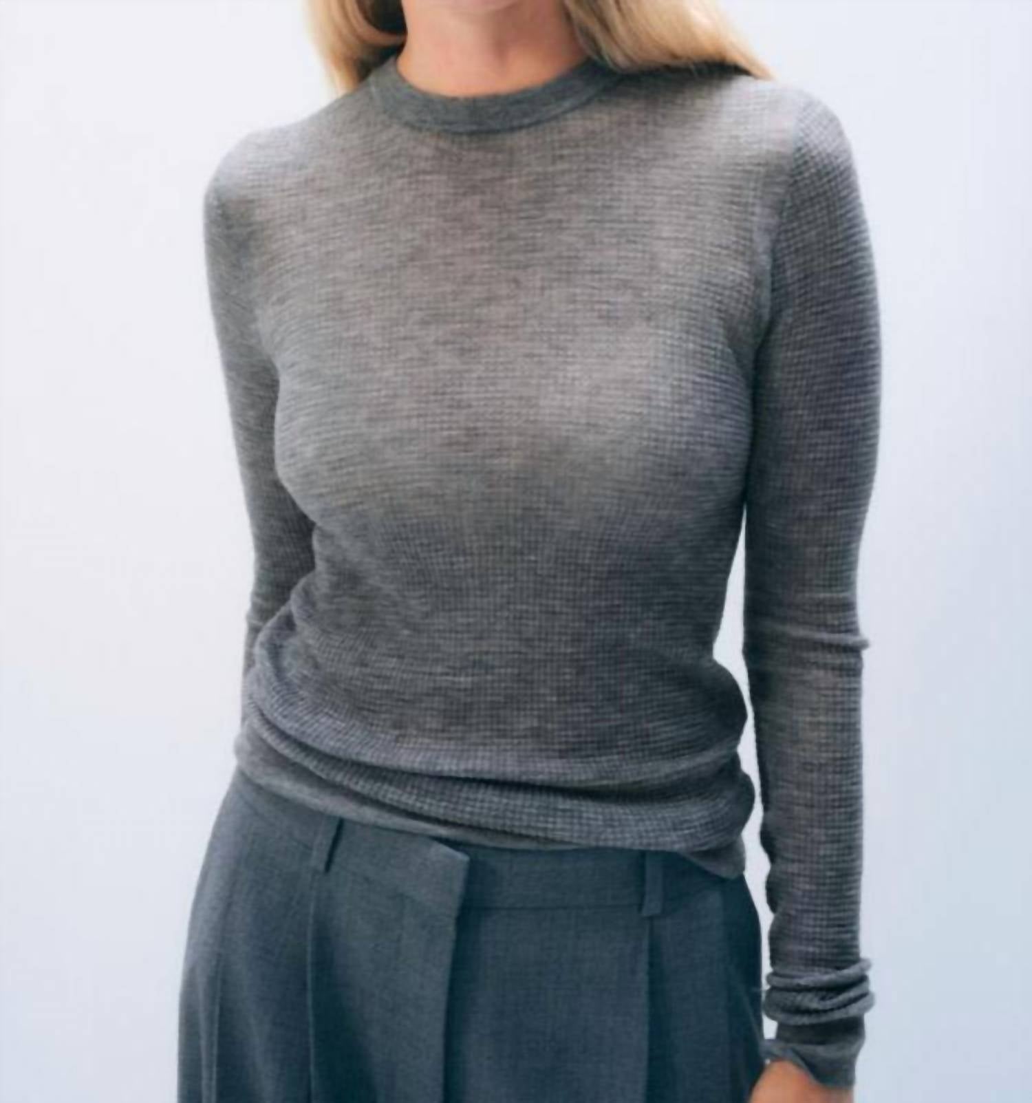 White + Warren - Superfine Waffle Crewneck Sweater