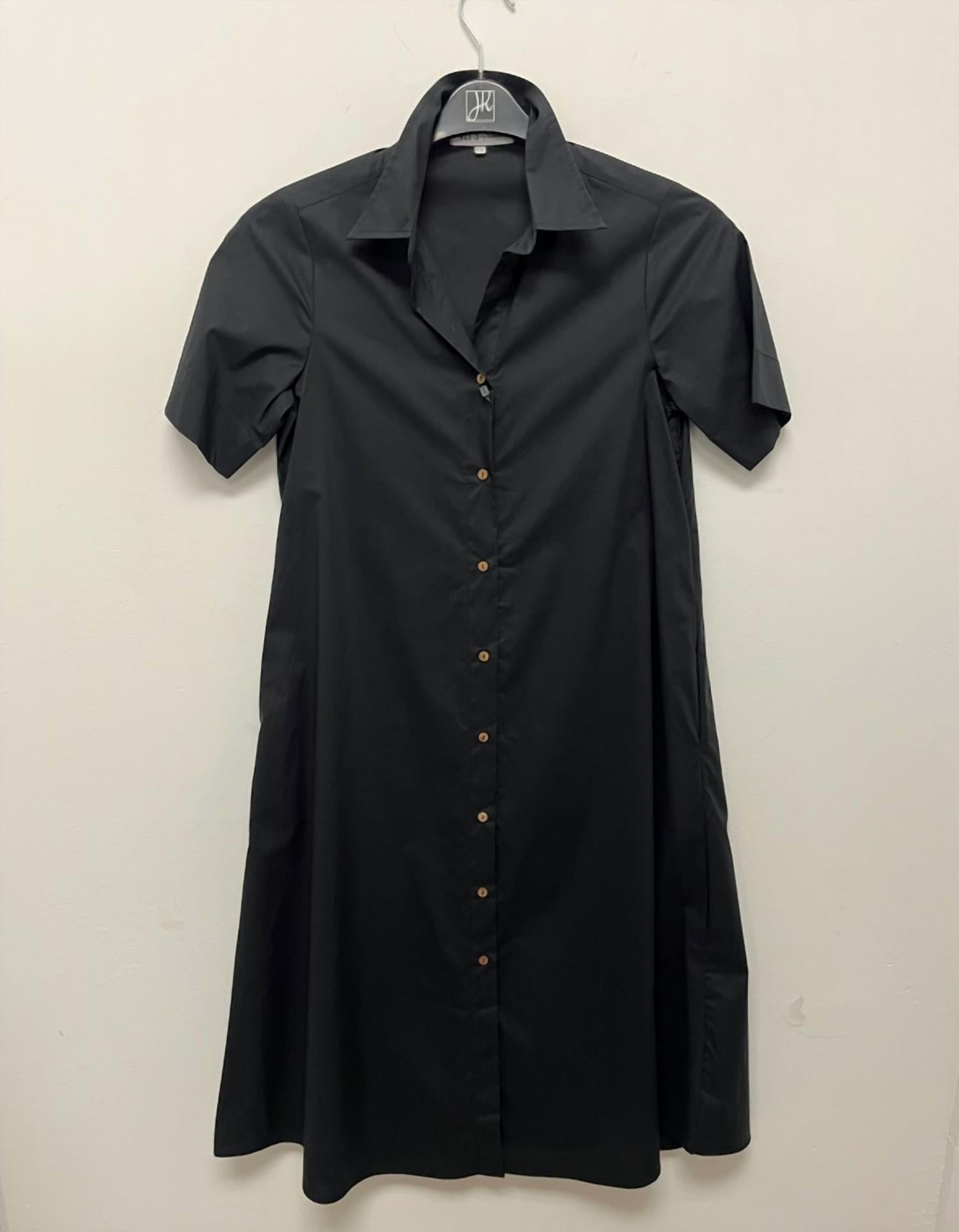 Valentina Women's Cotton Poplin Shirt Dress in black - women's dress