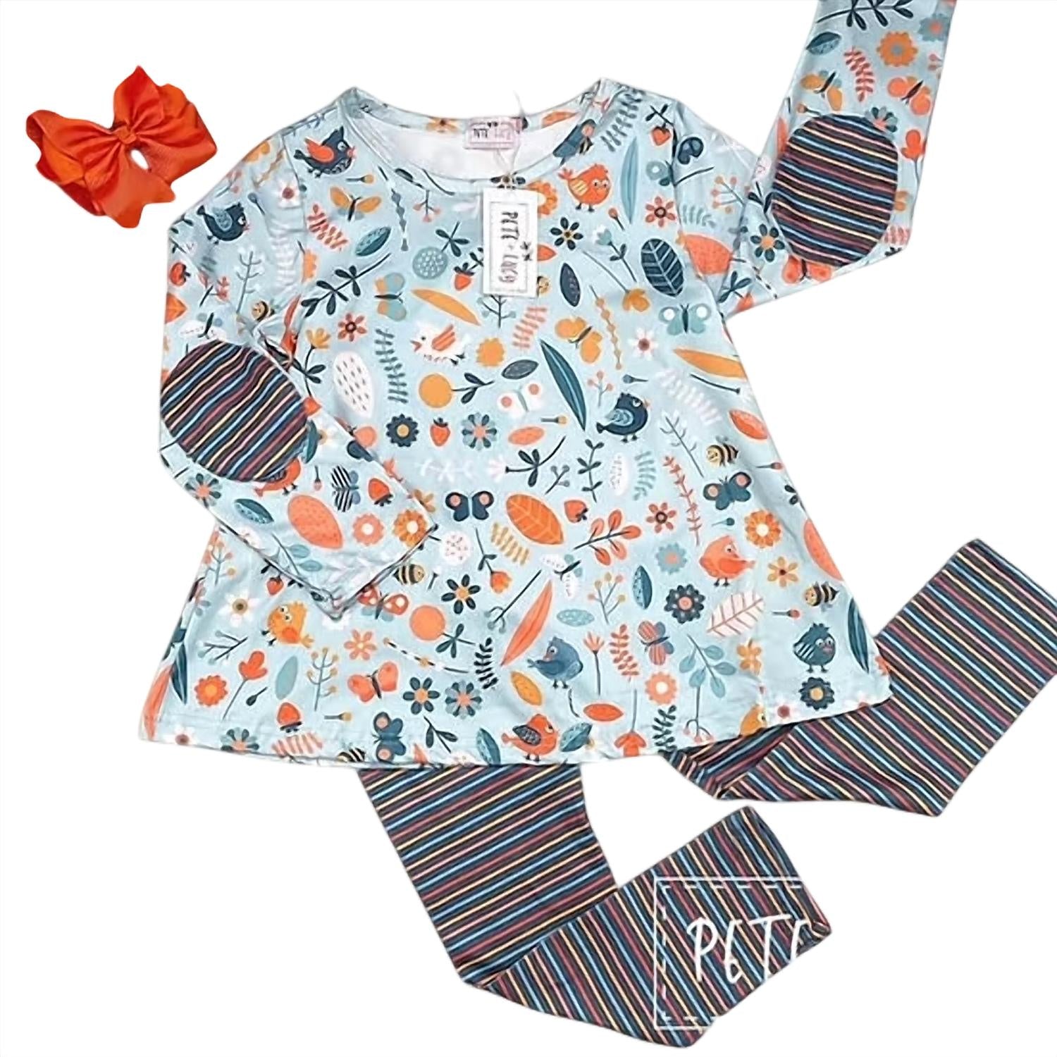 Pete + Lucy - Girls Birds And Bloom Pant Set