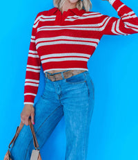 Sage The Label - CADDIE COLLARED STRIPE SWEATER