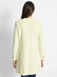 Nic + Zoe Tilia Textured Knit Statement Jacket in pistachio green and cream - women's jacket - alternate view