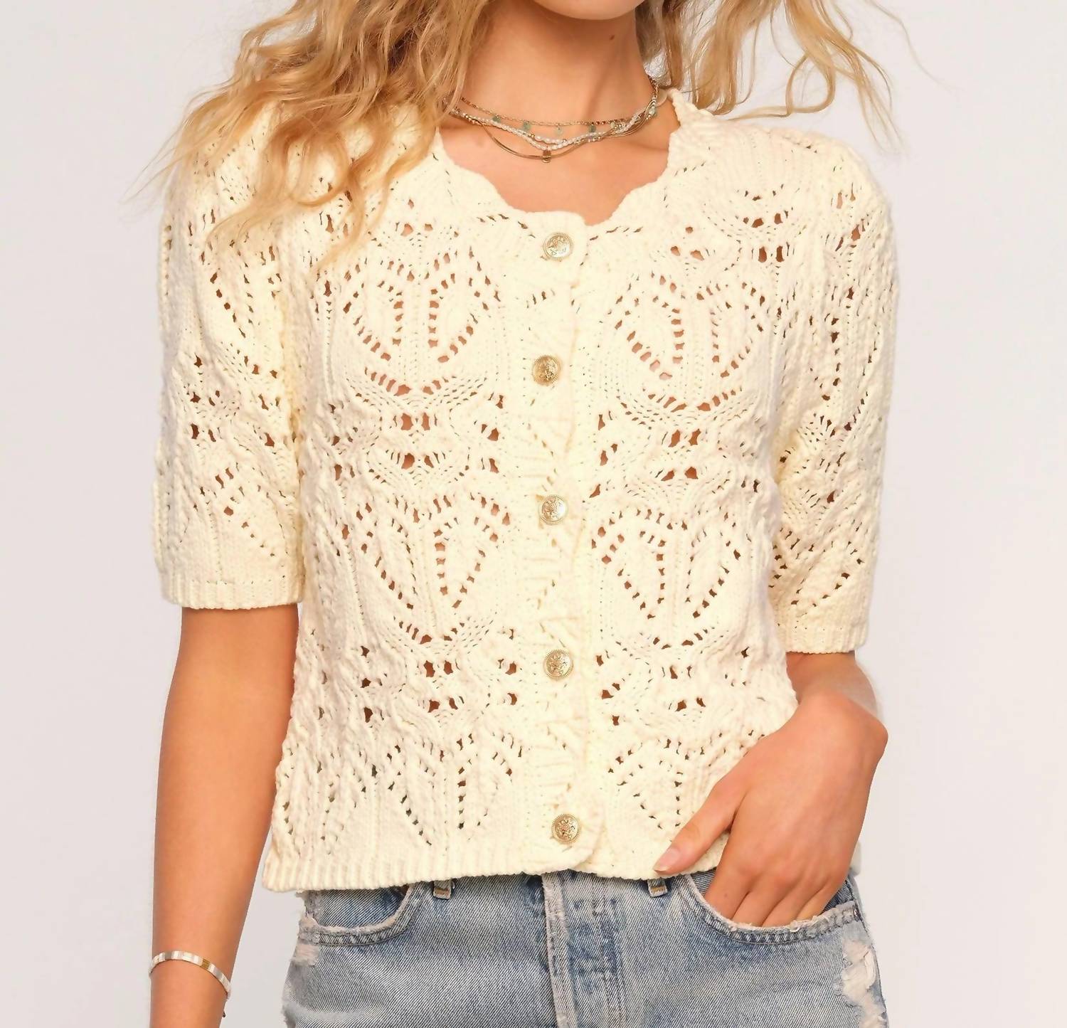 heartloom Letitia Cardi Top in cream - women's cardigan - alternate view