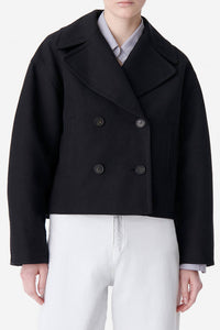 vanessabruno Button Front Wool Coat in black - women's jacket