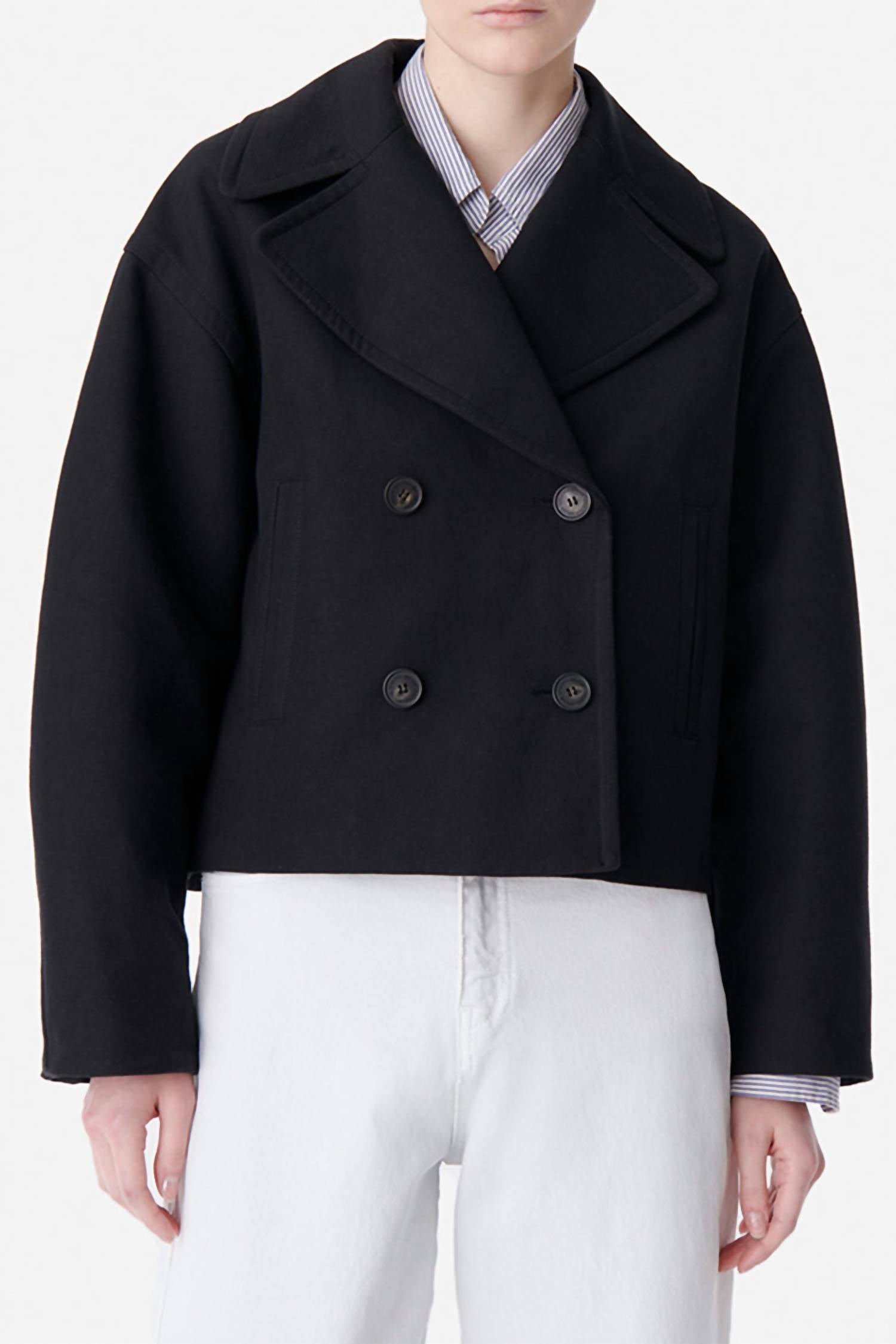 vanessabruno Button Front Wool Coat in black - women's jacket
