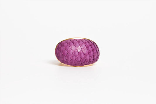 Avenue Chic - Women's Exotic Leather Dome Ring