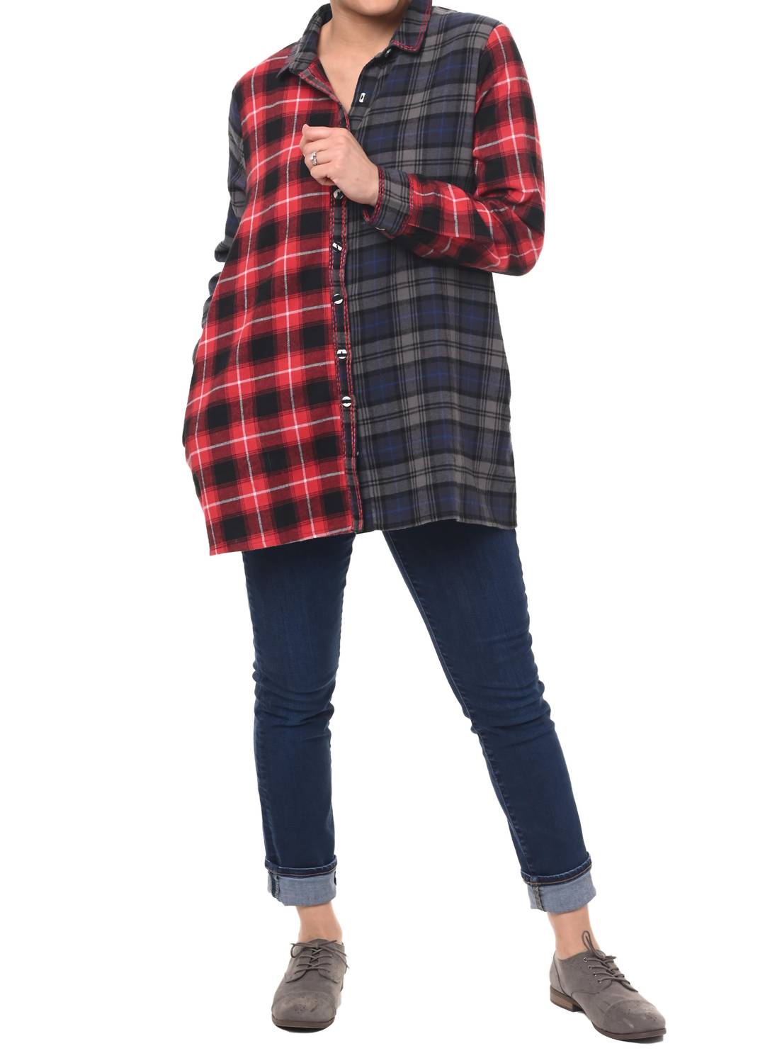 Tulip Clothing - Delma Mixed Plaid Shirt