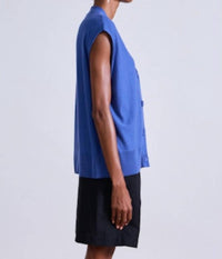 APIECE APART Bardi Drippy Vest in robin blue - women's jacket - detail view