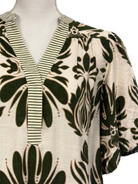 She + Sky - Women's Mix Printed Puff Sleeve Top With Contrast Trim