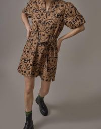 Lilla P - Shirred Sleeve Split Neck Dress
