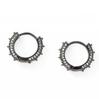 Jagged Halo Jewelry - Women's Crystal Spike Mini Huggie Hoop Earrings