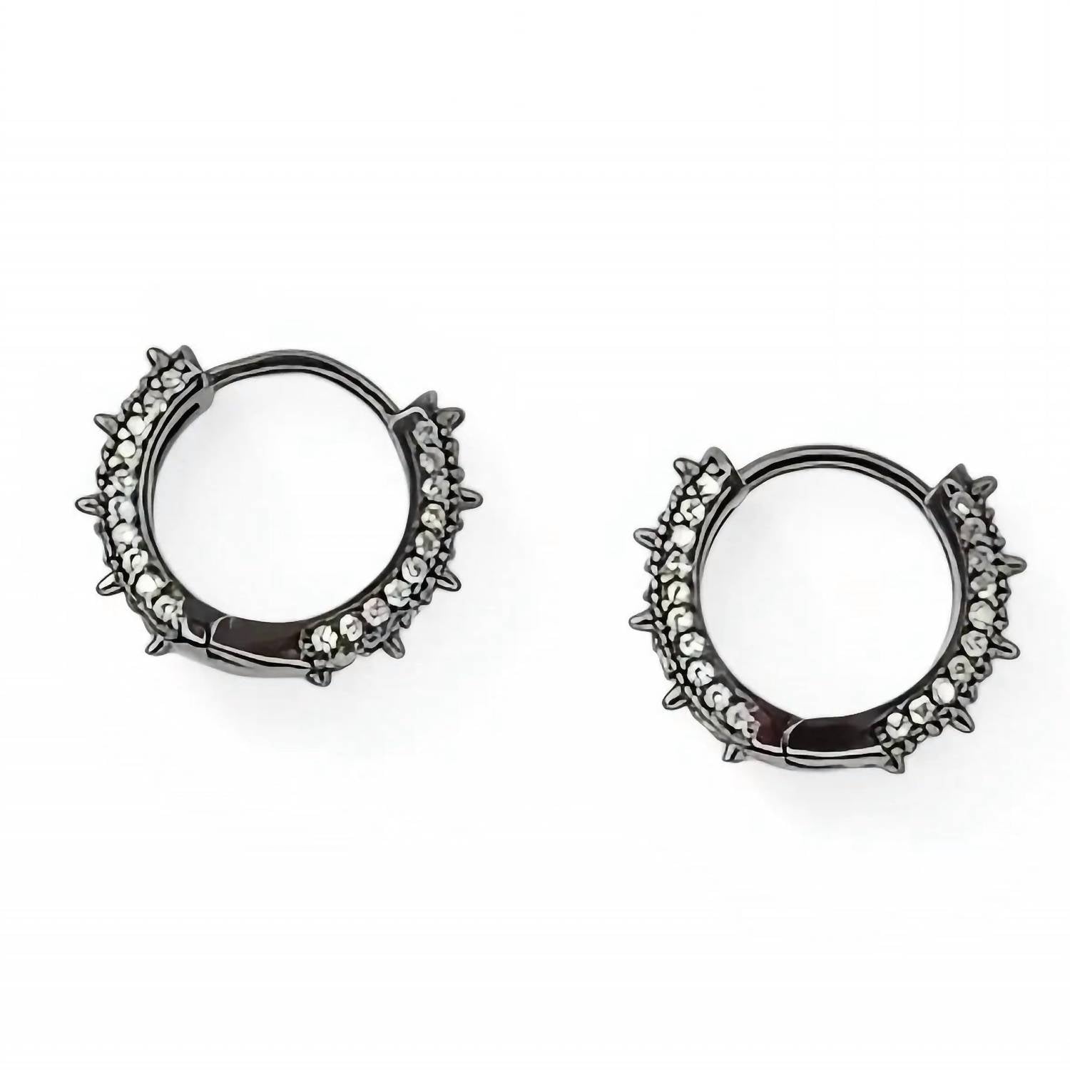 Jagged Halo Jewelry - Women's Crystal Spike Mini Huggie Hoop Earrings