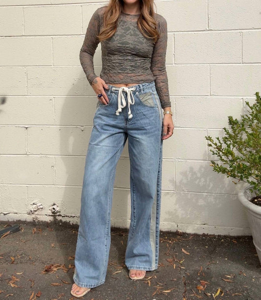 Aaron & Amber - Miley Stripe Slouchy Jeans