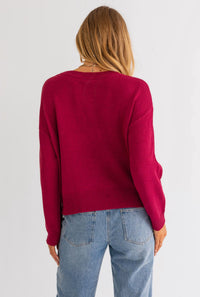 LE LIS Alabama Tinsel Sweater in crimson - women's sweater - alternate view