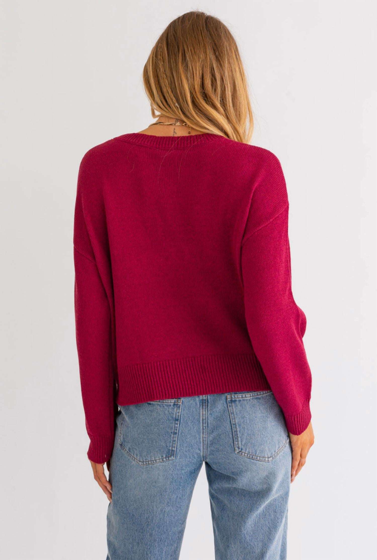 LE LIS Alabama Tinsel Sweater in crimson - women's sweater - alternate view