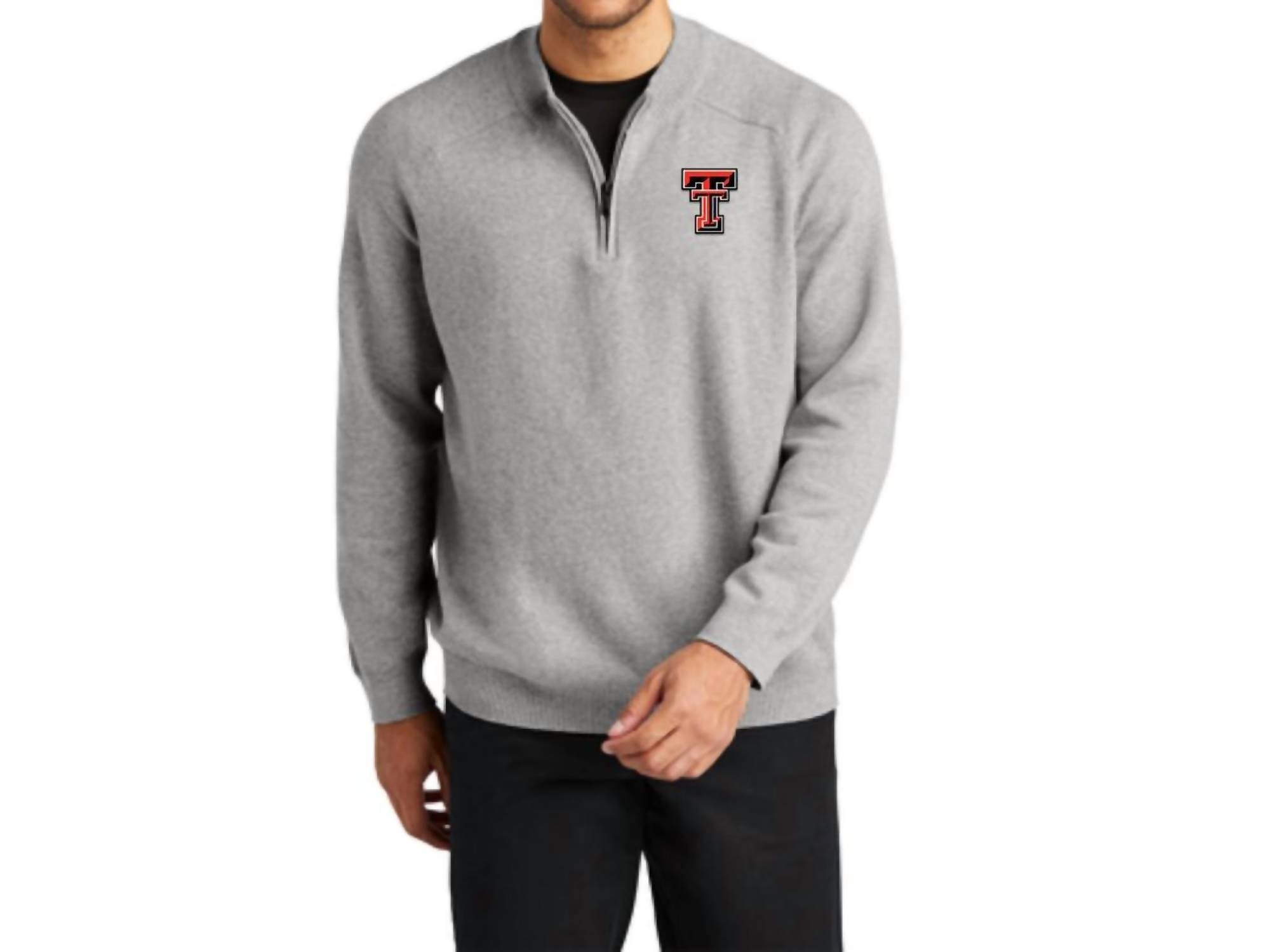 Mercer + Mettle Quarter Zip Pullover Sweatshirt in grey heather - men's shirt