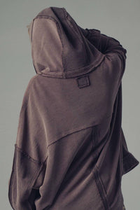 Urban Daizy - Washed Waffle Knit Hooded Cardigan