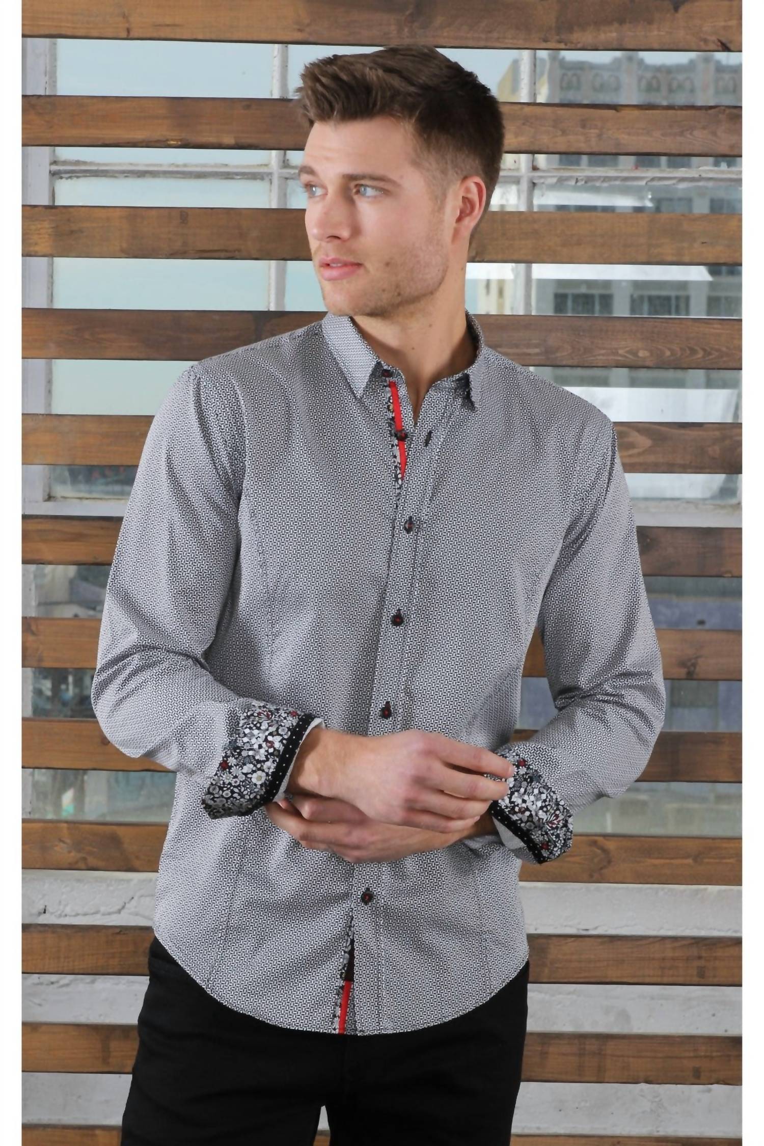 Eight X - Design Button Down Shirt With Trim