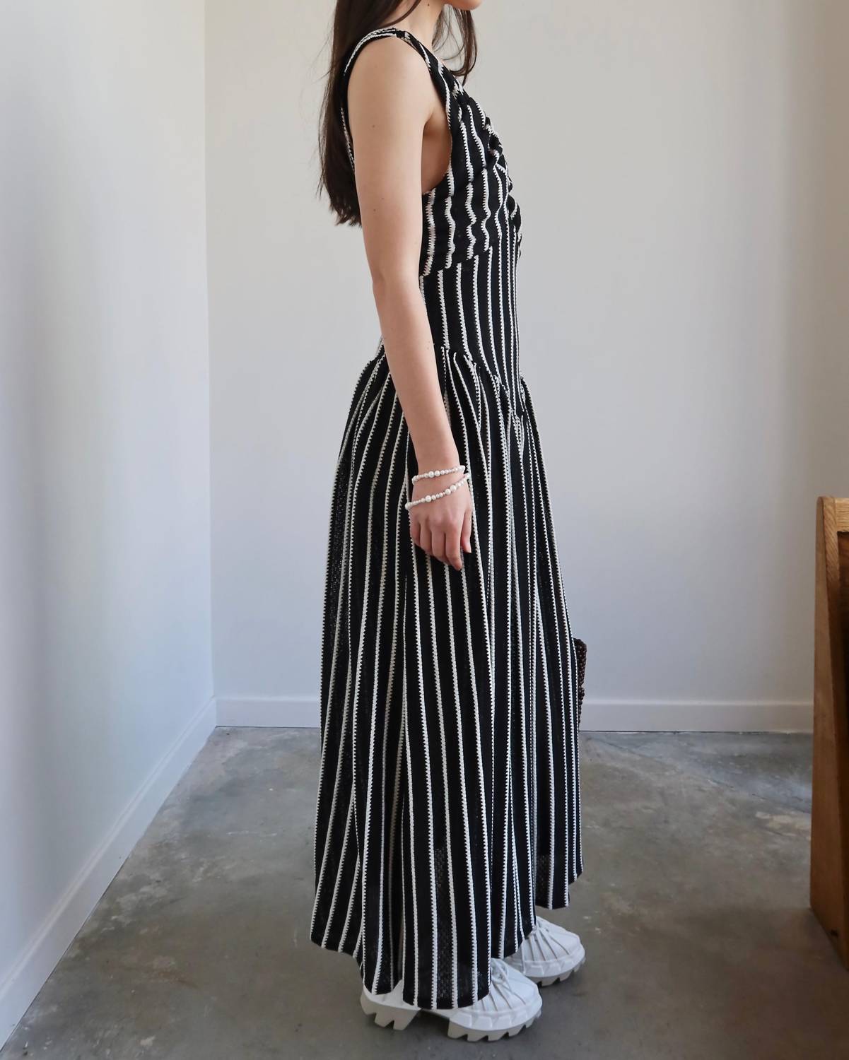 striped knitted maxi dress Celeste Striped Knit Maxi Dress