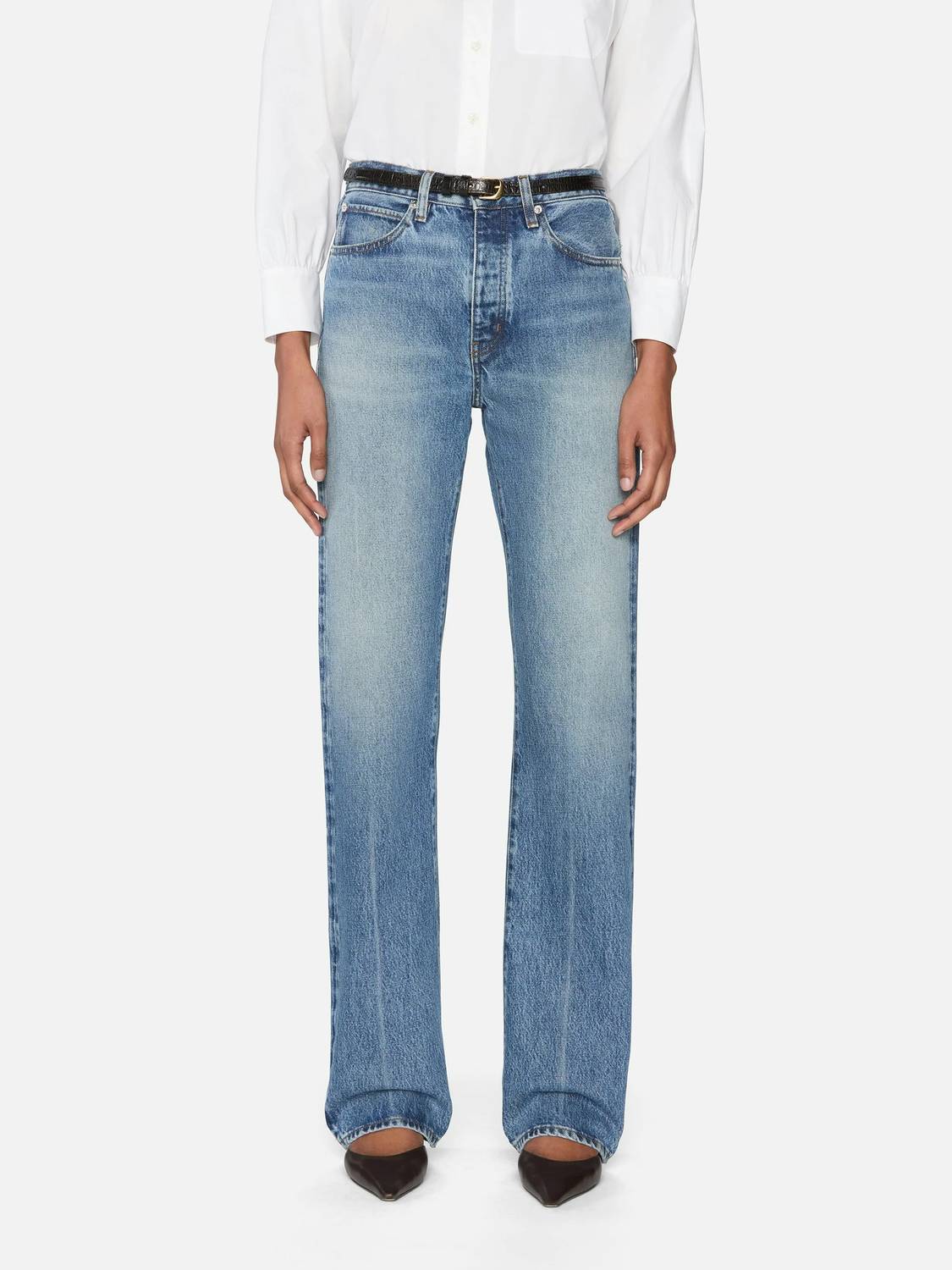 Frame - Vertical High Rise Straight Leg Jeans