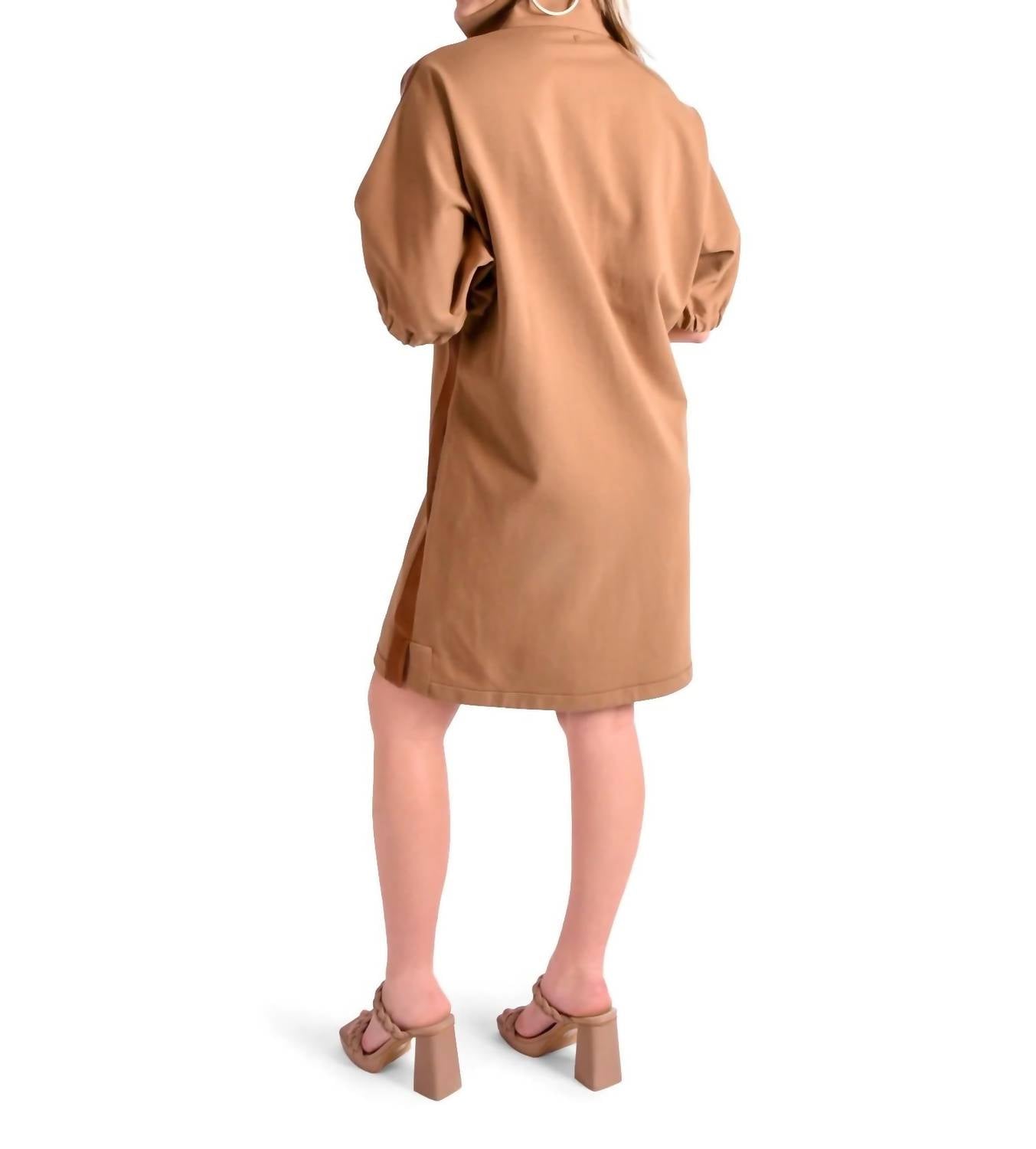 Emily McCarthy Poppy Mini Dress in luggage - women's dress - alternate view
