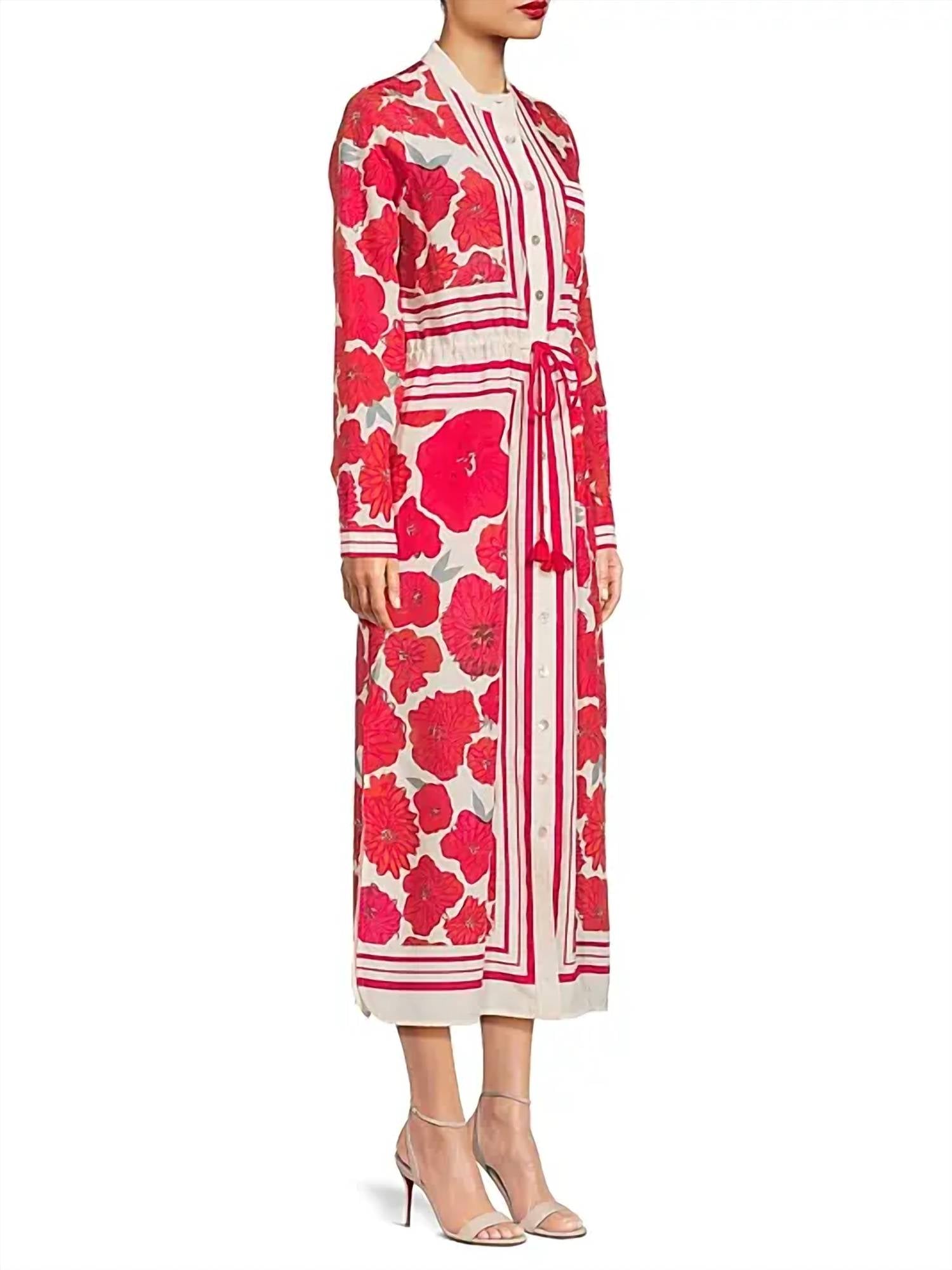 Hope For Flowers - Scattered Poppy Drawstring Shirtdress