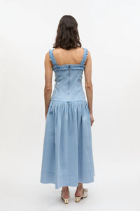 Ganni - Washed Stretch Cotton Strap Corset Long Dress