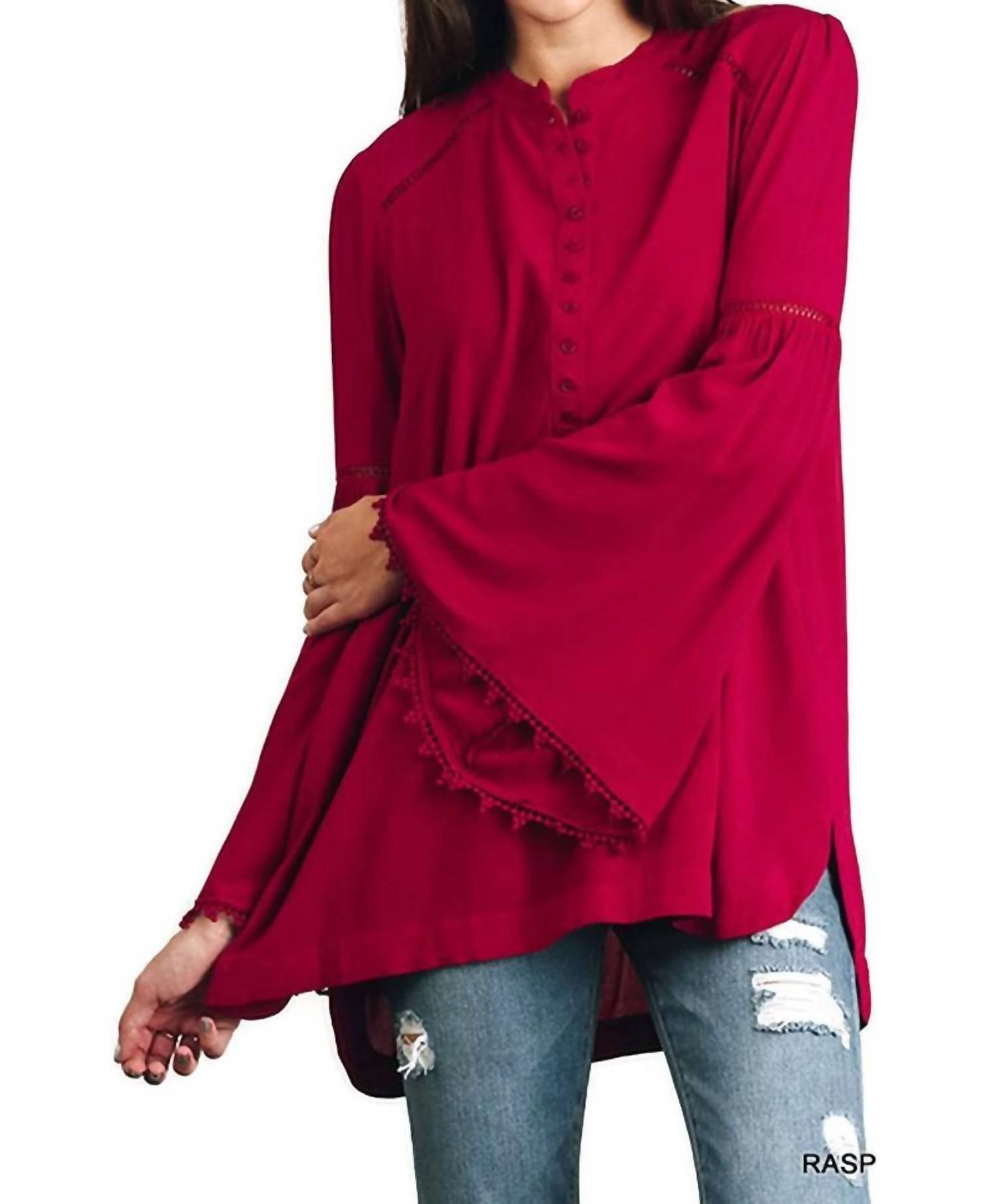 Umgee - Popover Trumpet Sleeve Blouse