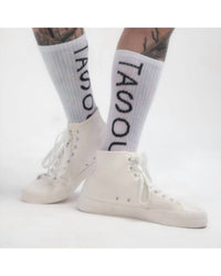 The Athletic Side Of Us Men's Art Self Printed Socks – Bold Logo Socks in white - men's item - alternate view