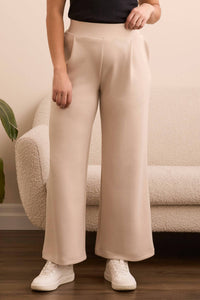 TRIBAL Techno Lux Wide Leg Pull-on Pants in sandstone - women's pants