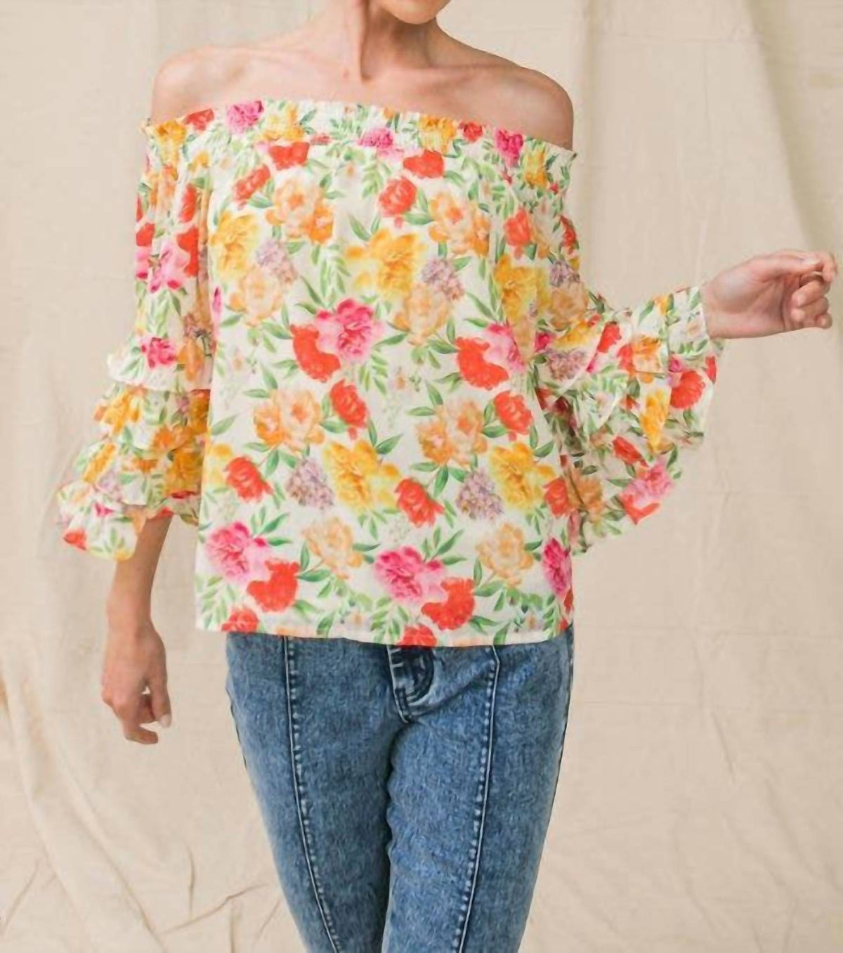 Flying Tomato - In Bloom Off the Shoulder Top