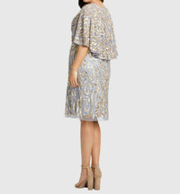 Ieena For Mac Duggal - Embellished Cape Sleeve Cocktail Dress