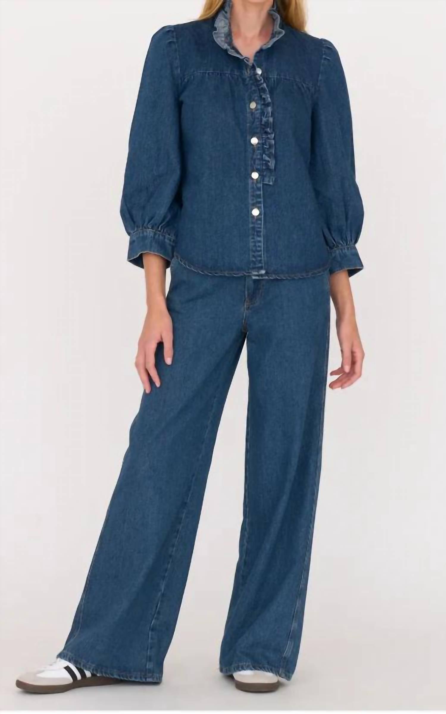 SECULAR Rene Shirt in denim in dark wash denim - women's shirt - view 4