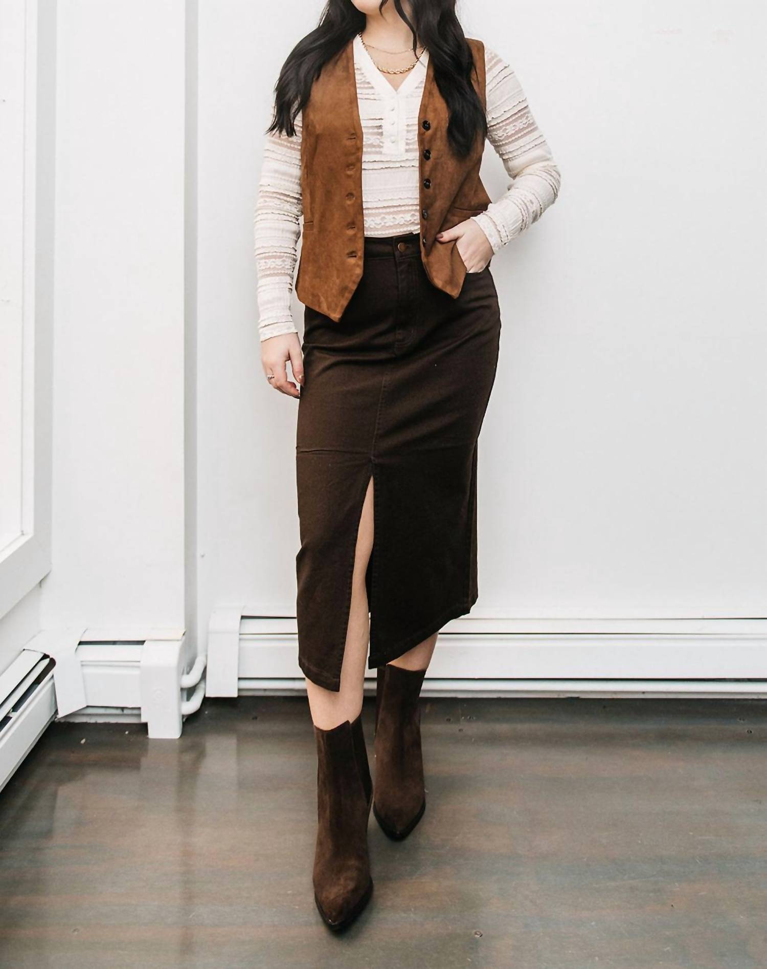 Gentle Fawn - Women's Front Slit Midi Skirt