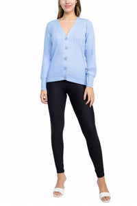 Cyrus - V-neck Button Down Long Sleeve Knit Cardigan