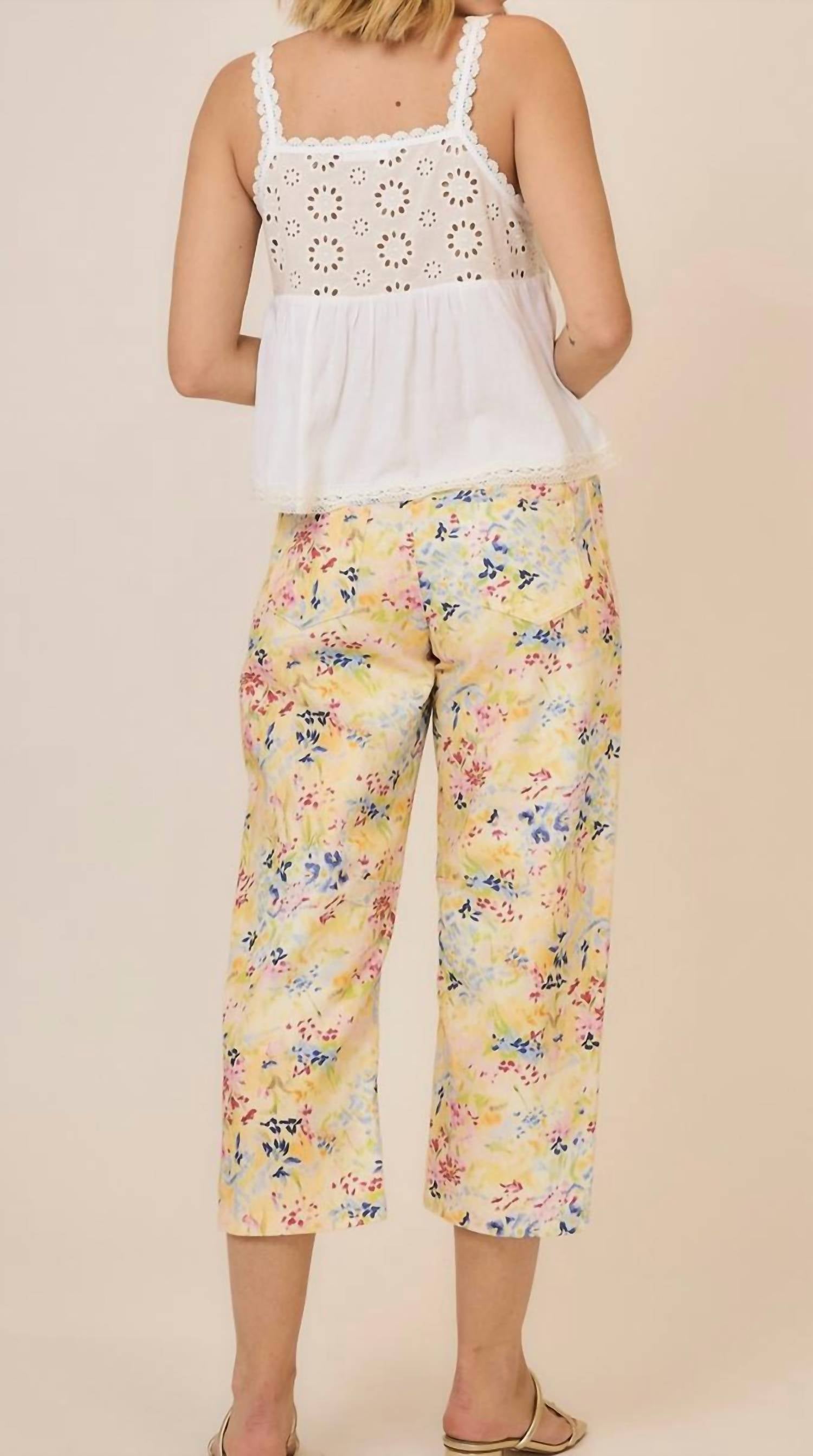 Cozy Co. - Sunny Meadow Barrel Crop Pant