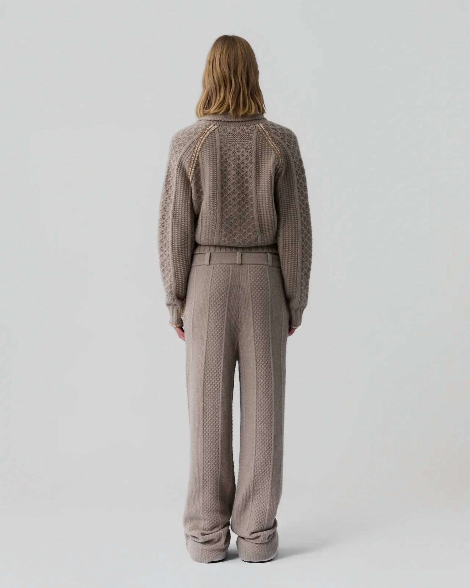 Guest In Residence Tailored Cable Trouser in residence tailored cable trouser in taupe - women's pants - alternate view