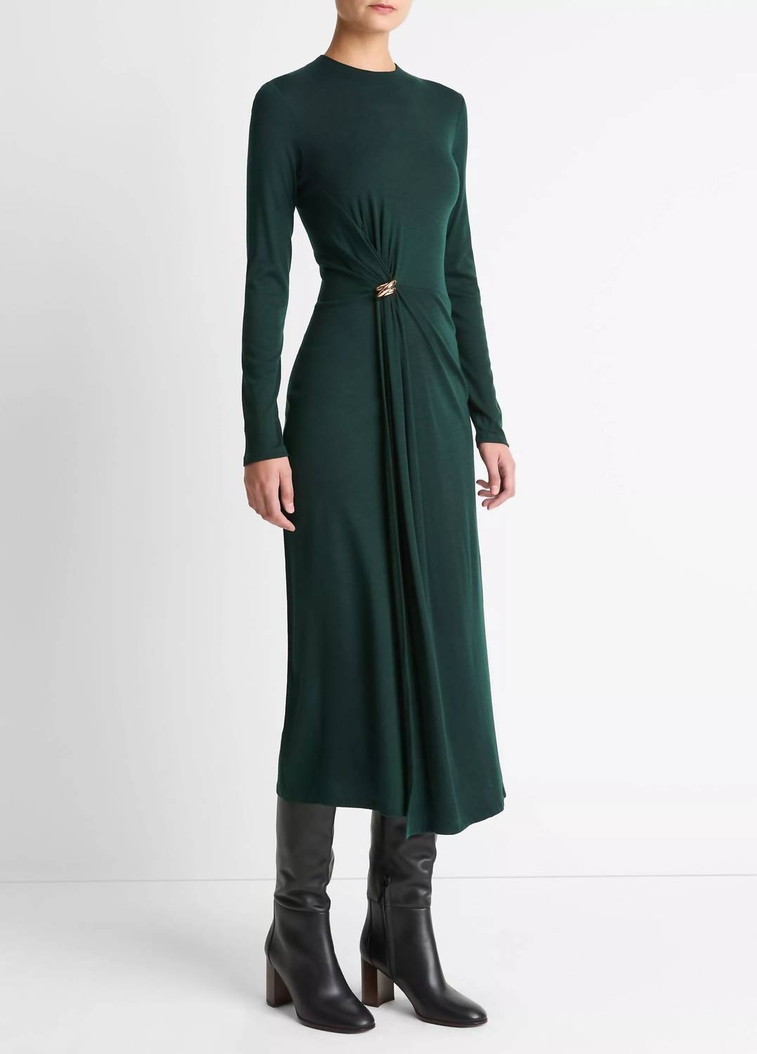 Vince - Long Sleeve Side Drape Dress