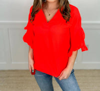 Jess Lea - All Ruffled Up Lightweight 3/4 Sleeve Top