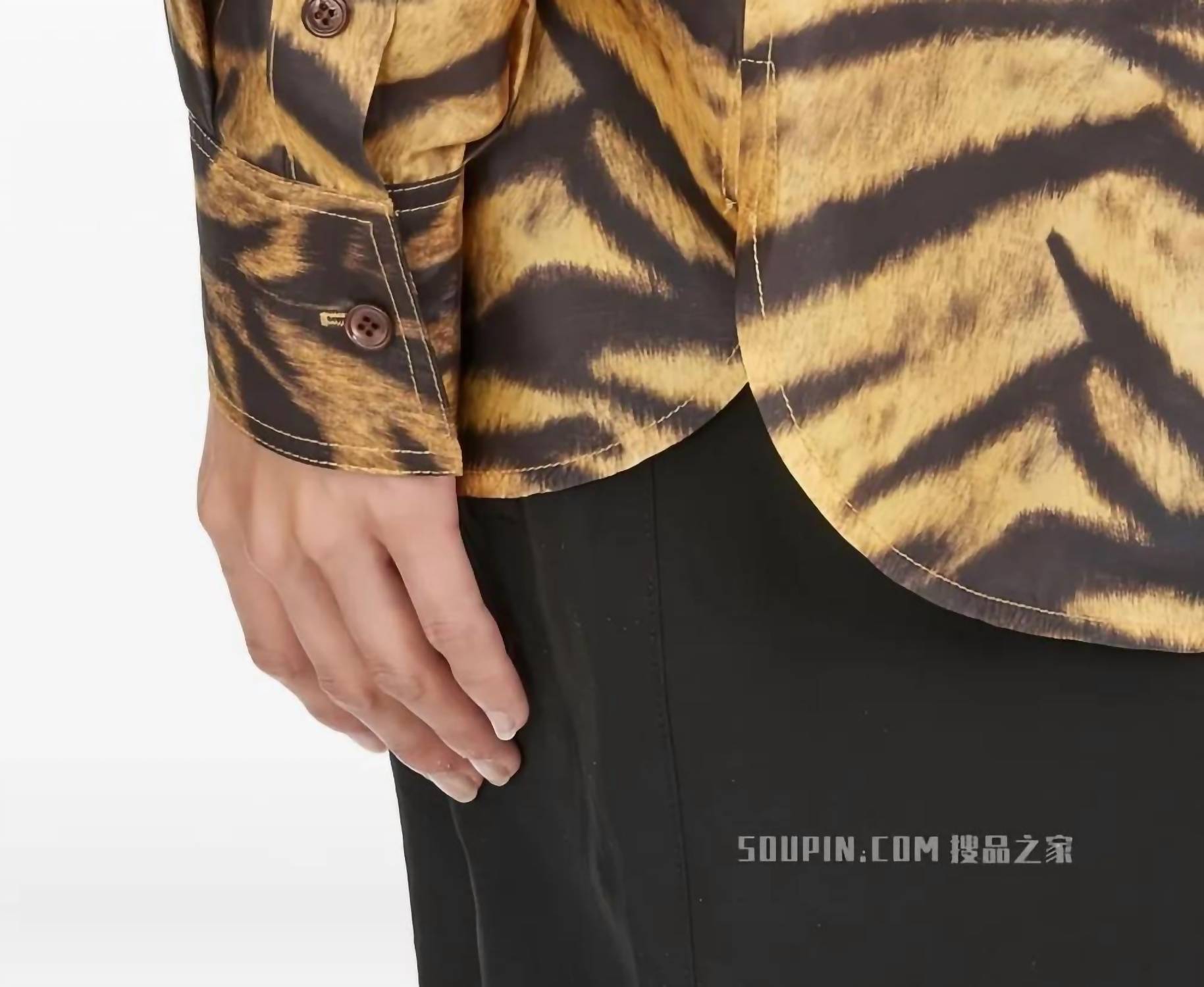 Salvatore Ferragamo Tiger Print Long-sleeved Shirt in golden yellow - women's shirt - view 125
