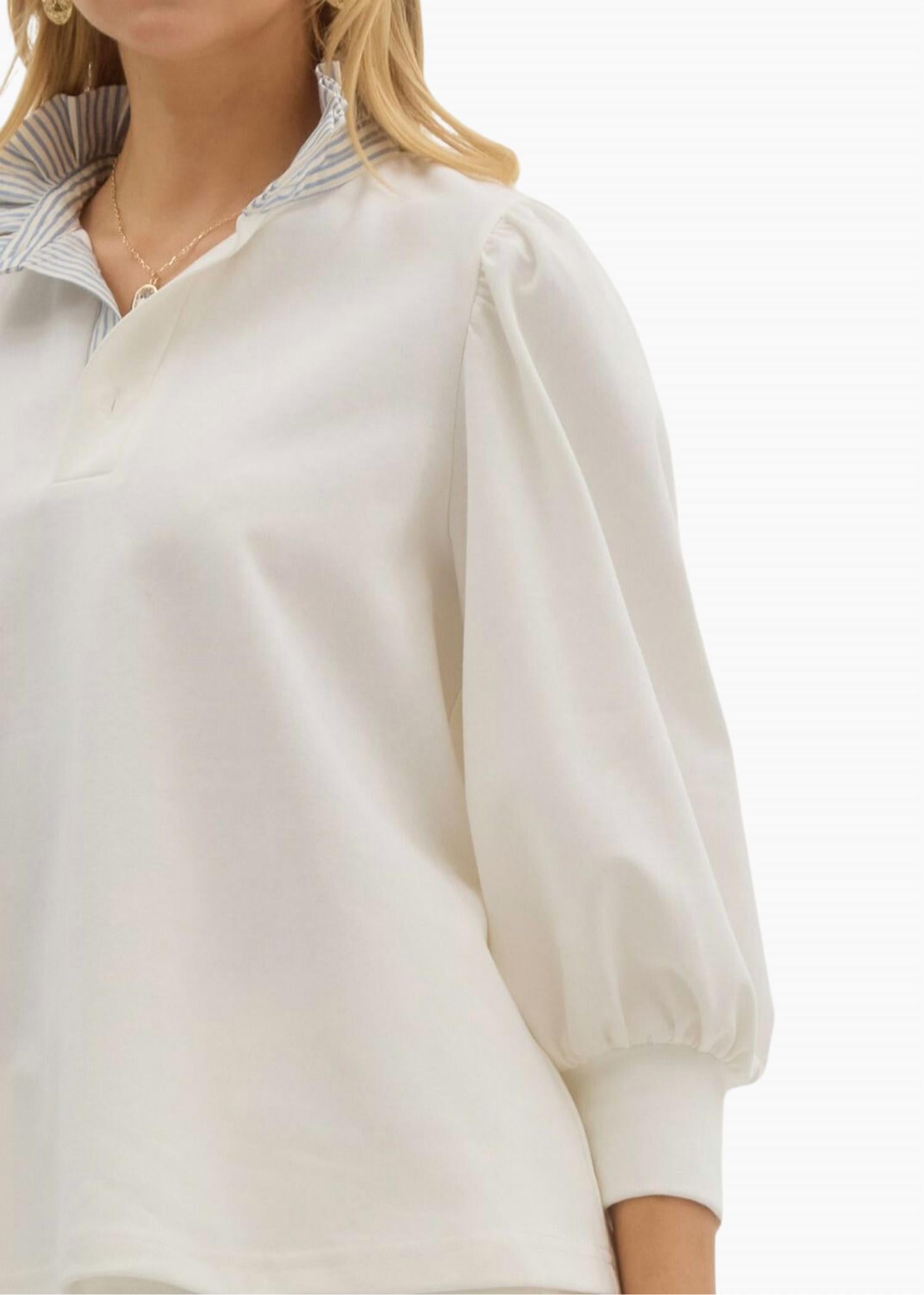 entro Beckham Pullover Top in white - women's blouse - view 4
