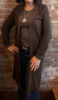 LAmade Adeline Sweater Midi Length Cardigan in mahogany - women's cardigan