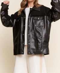 J.Nna - Faux Leather Sherpa Teddy Jacket