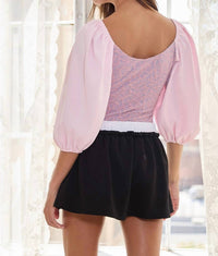 Bucketlist - Puff Sleeve Floral Fitted Bodysuit