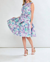 SARA CAMPBELL Giselle Midi Dress in lilac floral - women's dress - detail view