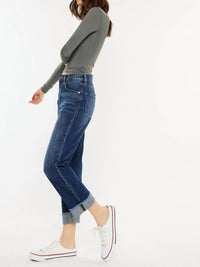 Kancan - High Rise Cuffed Straight Leg Jean